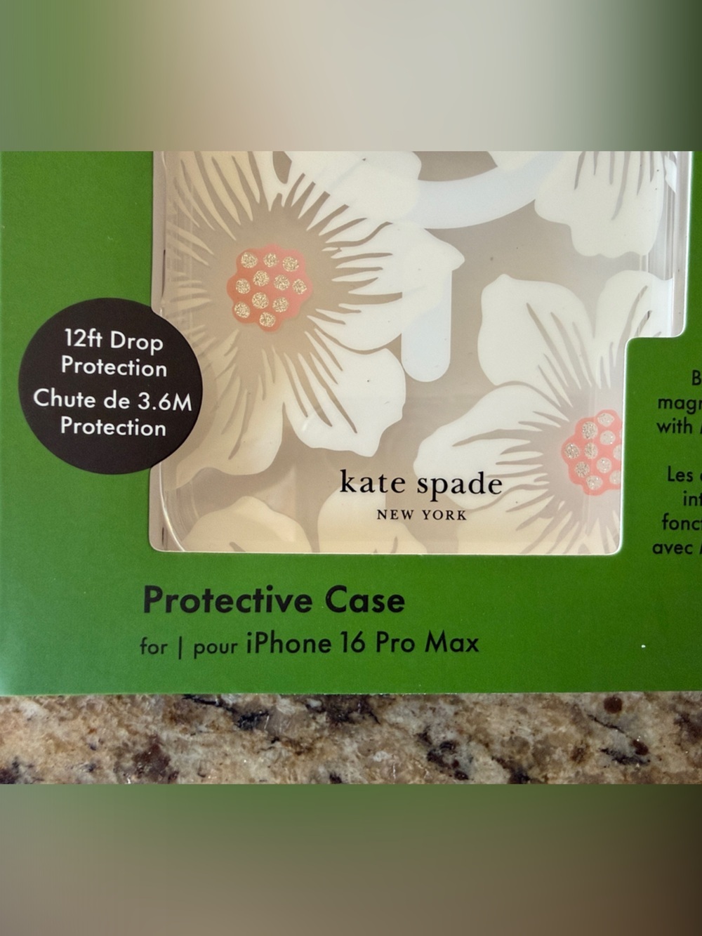 kate spade Floral MagSafe iPhone 16 pro max Protective Case - White & Light Pink - Picture 4 of 5